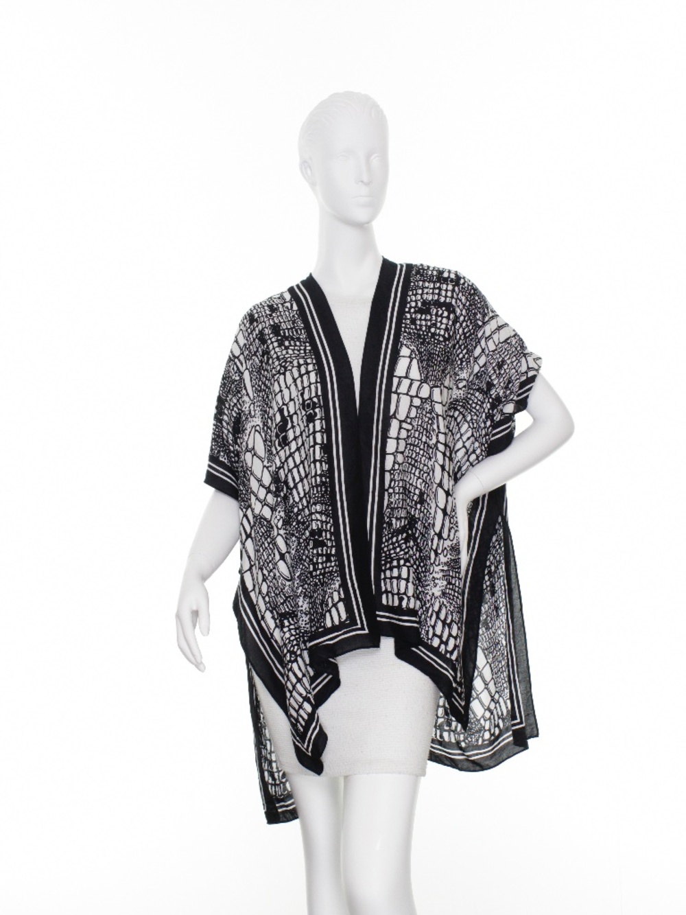 Florence Broadhurst Crocodile Light Viscose Kimono : Black/White : New w/ Tags